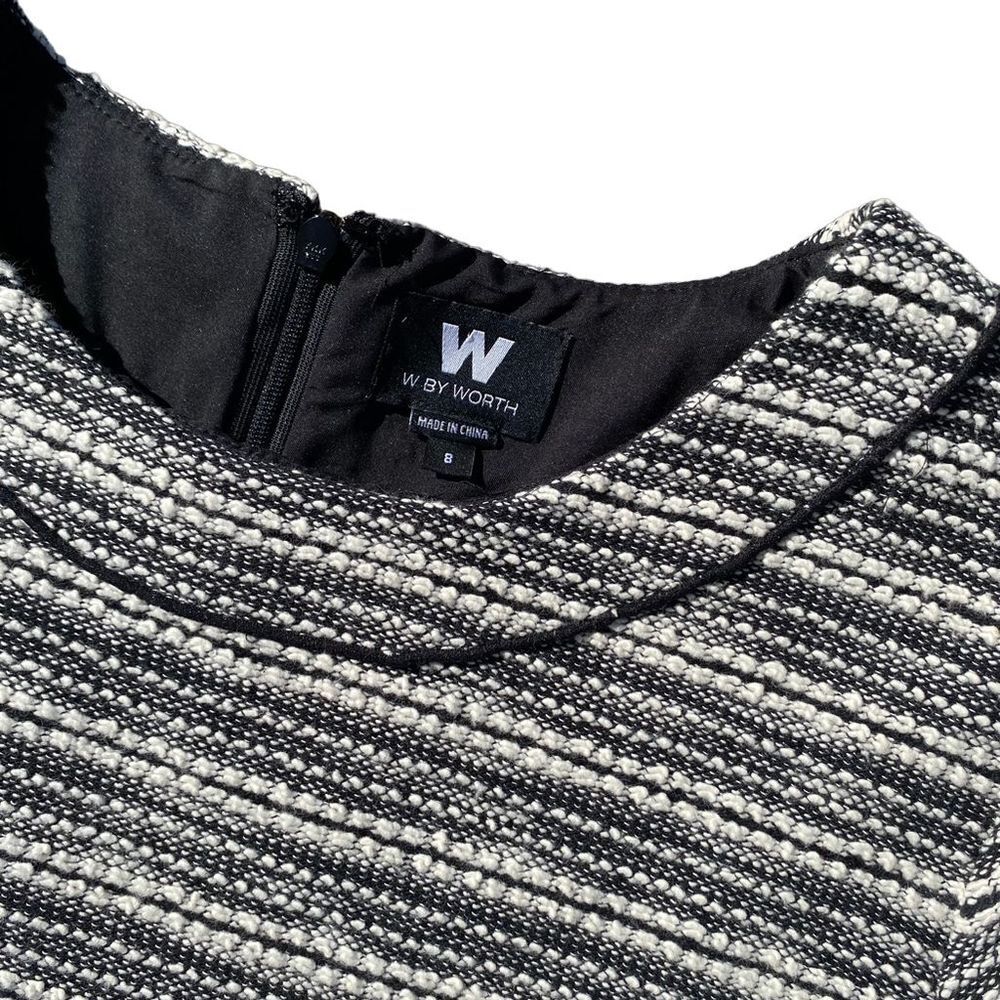 W by Worth Women's XS Striped Tweed Shift Dress Hi-Low Multicolor Business - Picture 4 of 9